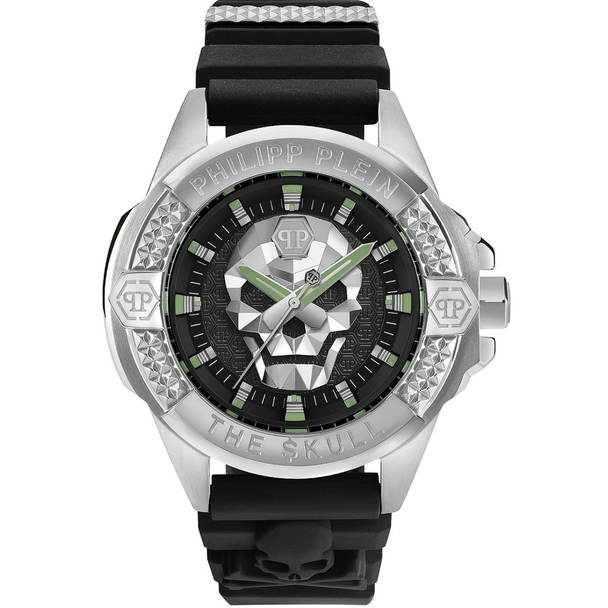 Philipp Plein The Skull PWAAA0121 analog herrklocka med svart urtavla och armband i gummi
