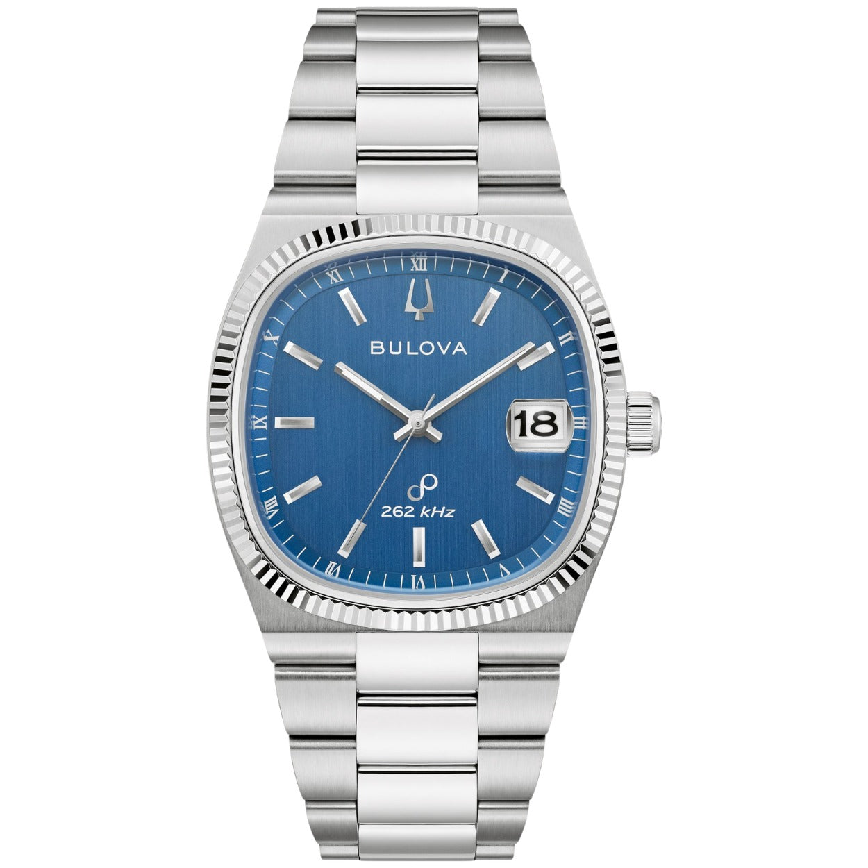 Bulova Super Seville 96B440 analog herrklocka med blå urtavla och armband i rostfritt stål