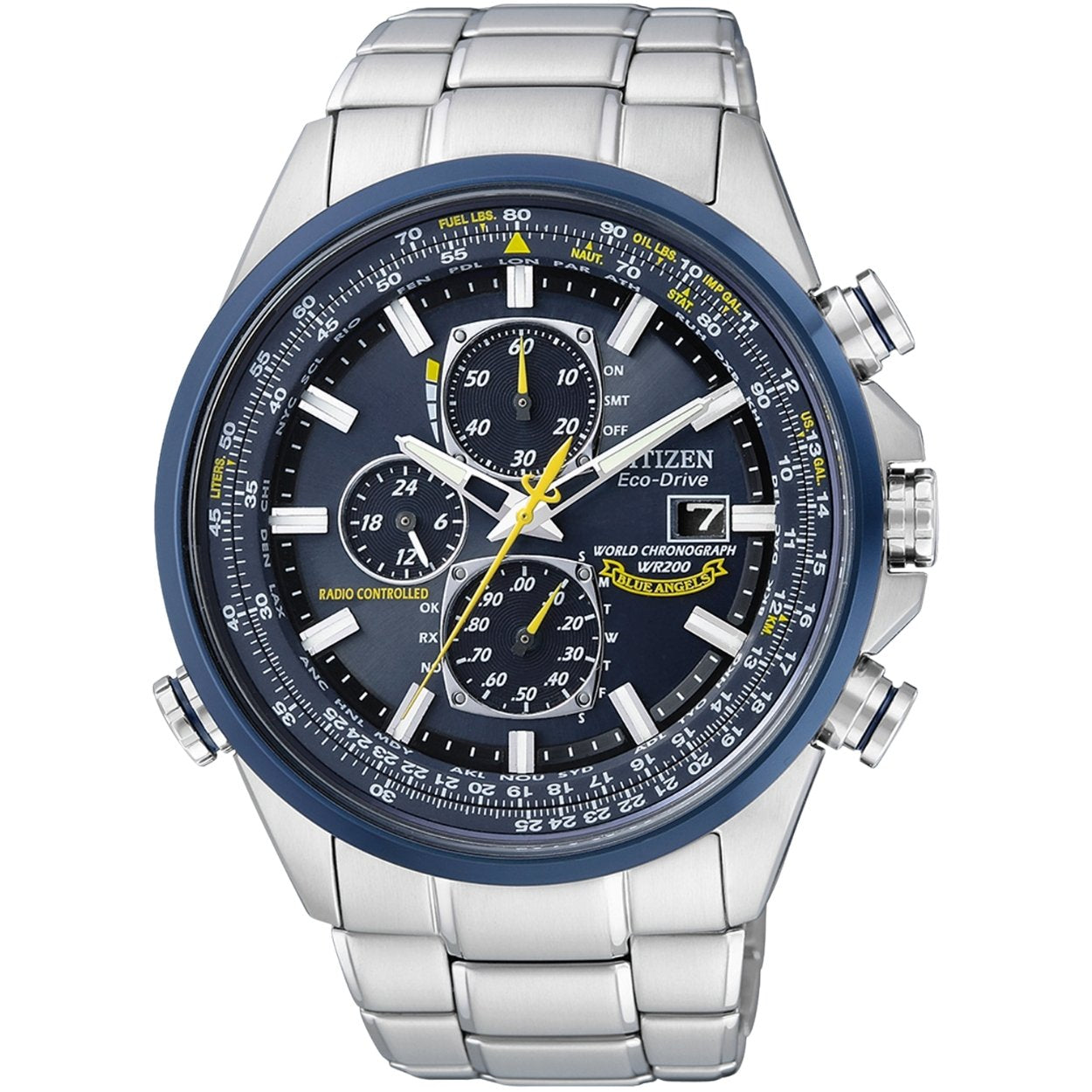 Citizen Promaster Skyhawk Blue Angel AT8020-54L analog herrklocka med blå urtavla och armband i rostfritt stål