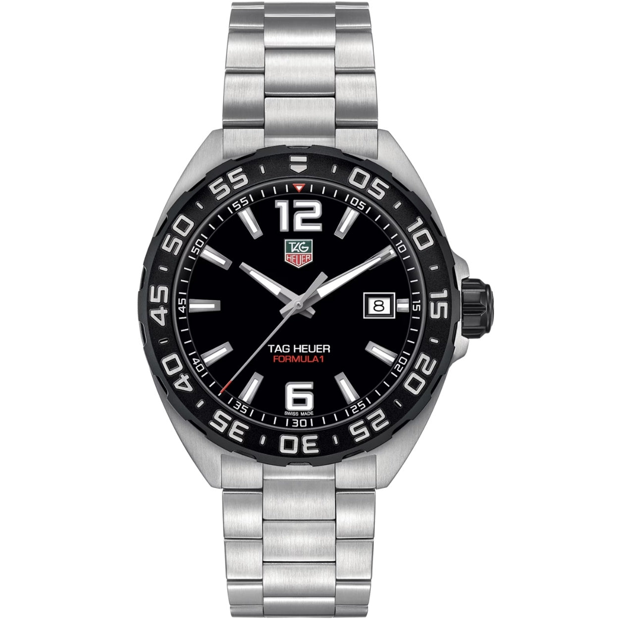 TAG Heuer Formula 1 Date WAZ1110.BA0875 analog herrklocka med svart urtavla och armband i rostfritt stål