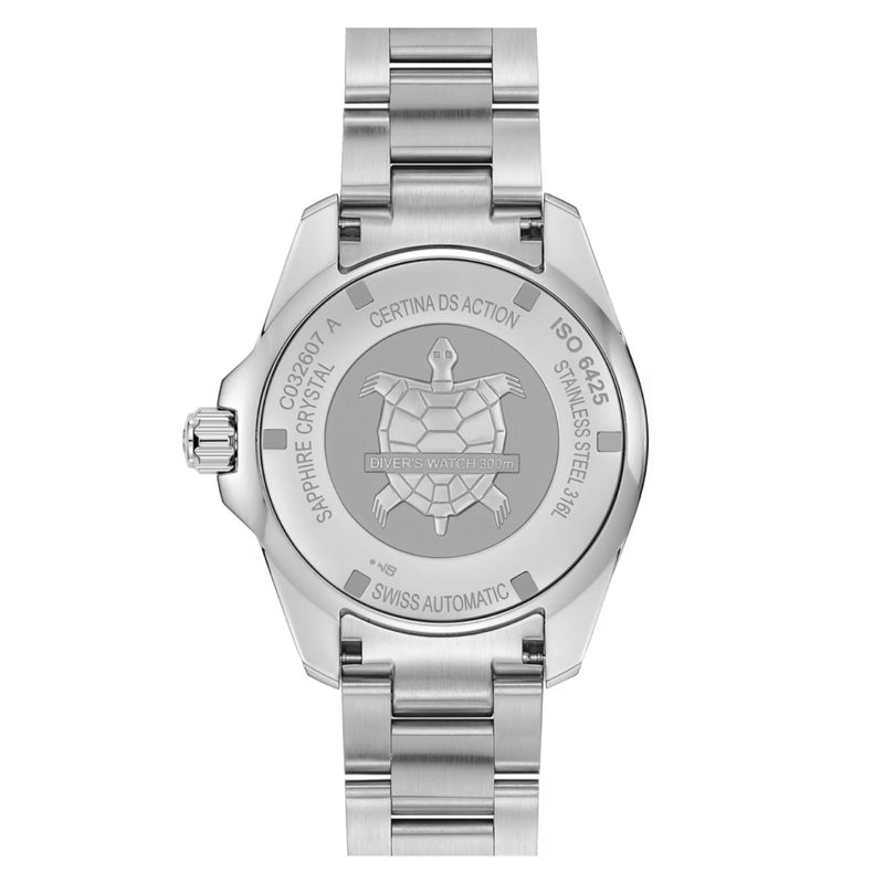 Certina DS Action Diver C032.607.11.041.00 analog herrklocka med blå urtavla och armband i rostfritt stål