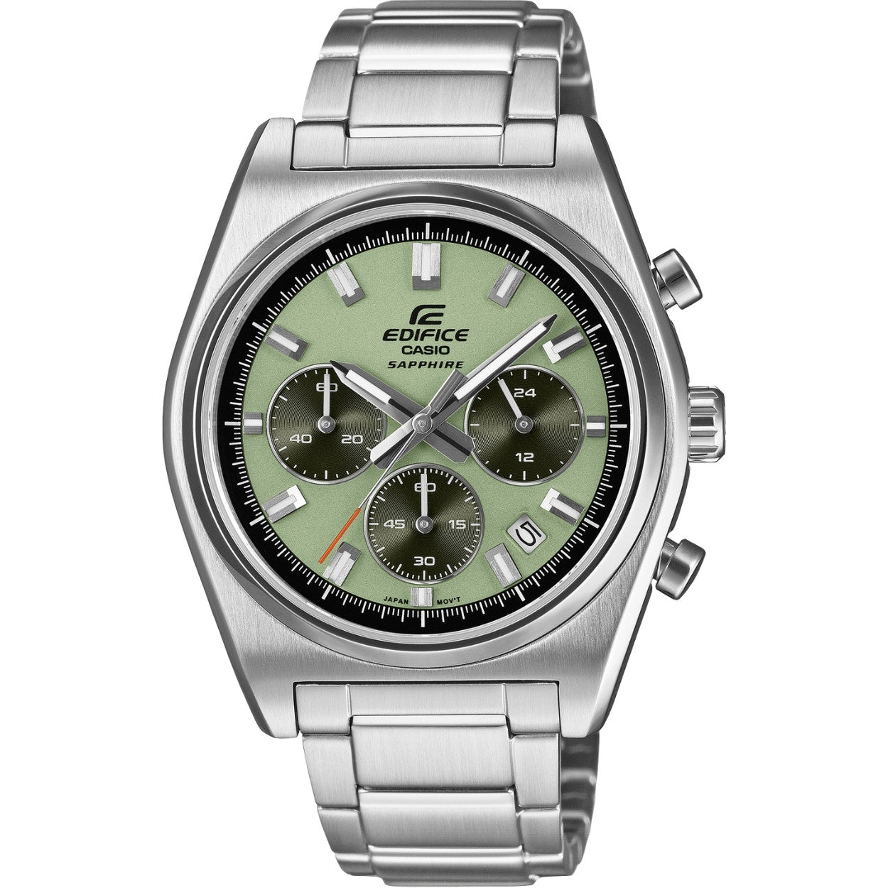 Casio Edifice Chronograph EFB-730D-3AVUEF analog herrklocka med grön urtavla och armband i rostfritt stål