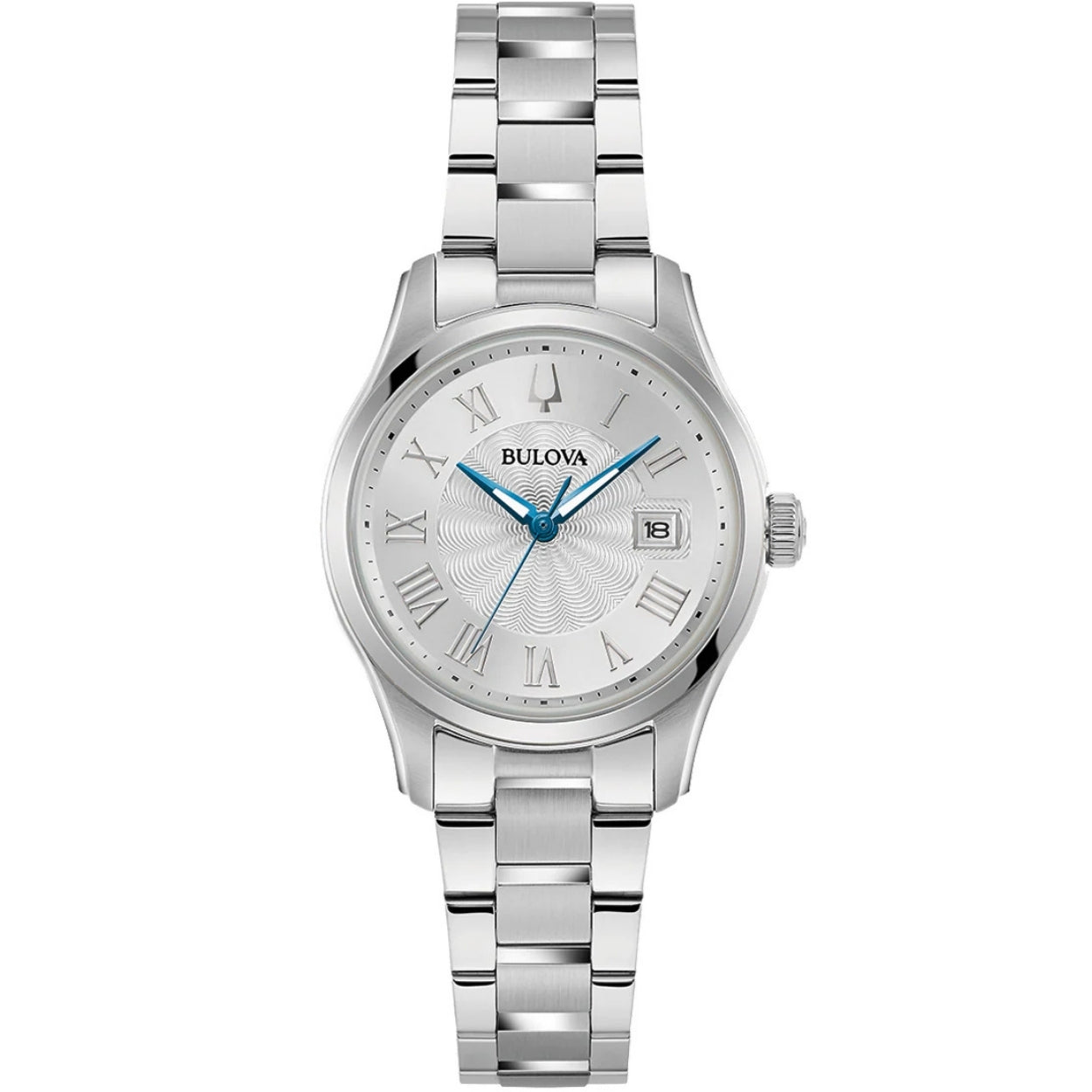 Bulova Surveyor 96M162 analog damklocka med silver urtavla och armband i rostfritt stål