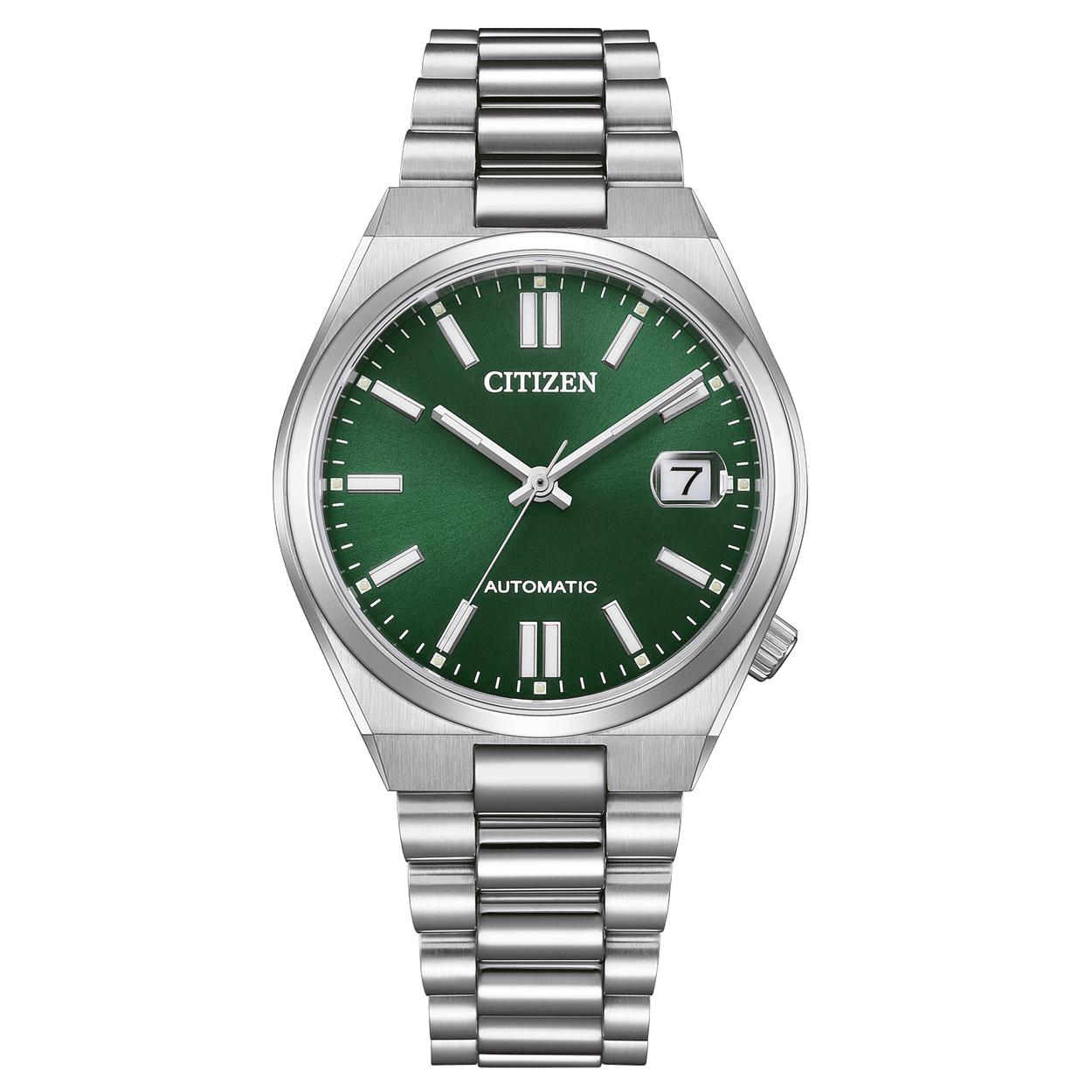 Citizen TSUYOSA NJ0200-50X analog herrklocka med grön urtavla och armband i rostfritt stål