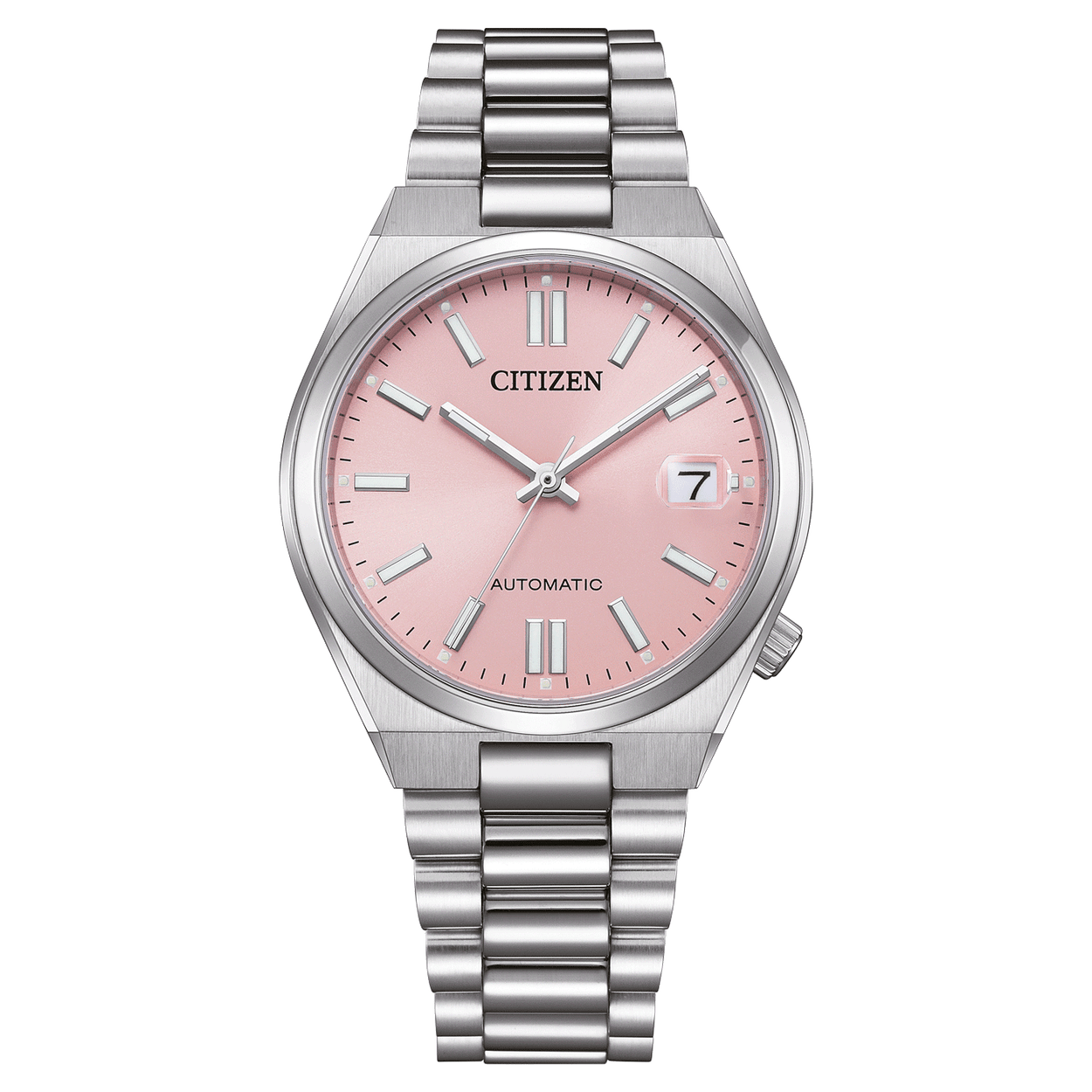 Citizen TSUYOSA Automatisk NJ0200-50Z analog damklocka med rosa urtavla och armband i rostfritt stål