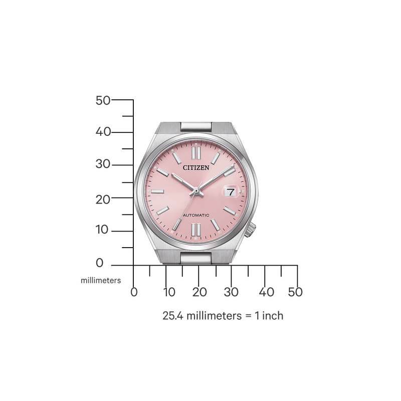 Citizen TSUYOSA Automatisk NJ0200-50Z analog damklocka med rosa urtavla och armband i rostfritt stål