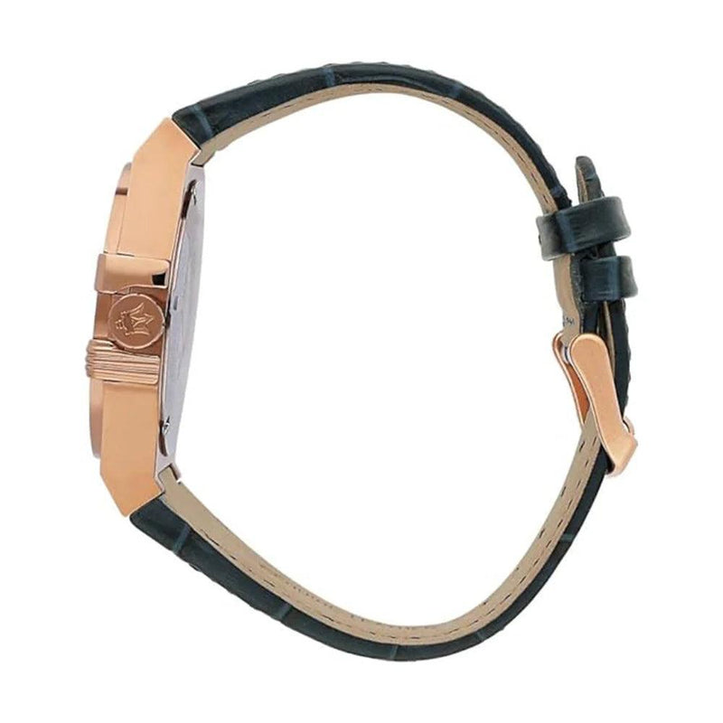 Maserati Potenza R8851108027 analog herrklocka med blå urtavla och armband i läder