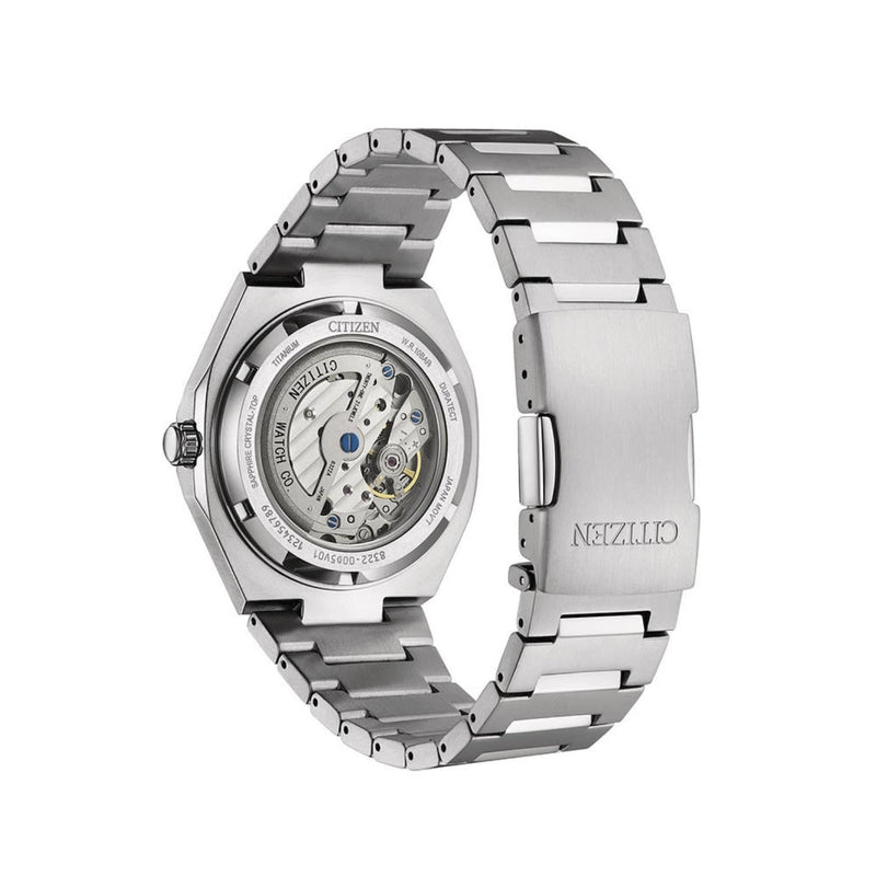 Citizen Zenshin Super-Titanium NK5020-58L analog herrklocka med turkos urtavla och armband i titan