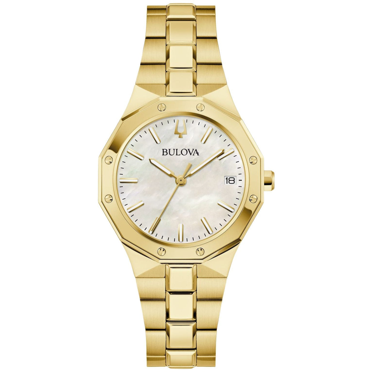 Bulova Classic Prestige 97M119 analog damklocka med vit urtavla och armband i rostfritt stål