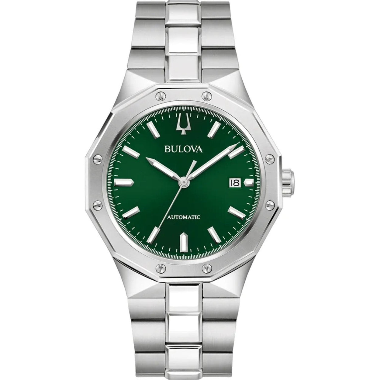 Bulova Classic 96B464 analog herrklocka med grön urtavla och armband i rostfritt stål
