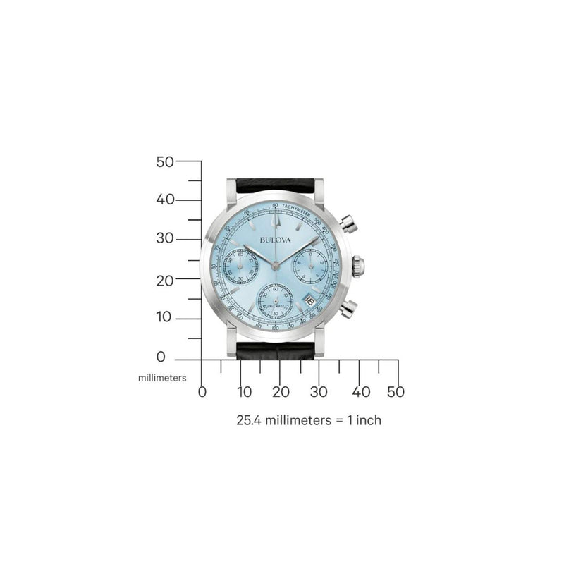 Bulova Classic 96B456 analog herrklocka med blå urtavla och armband i läder