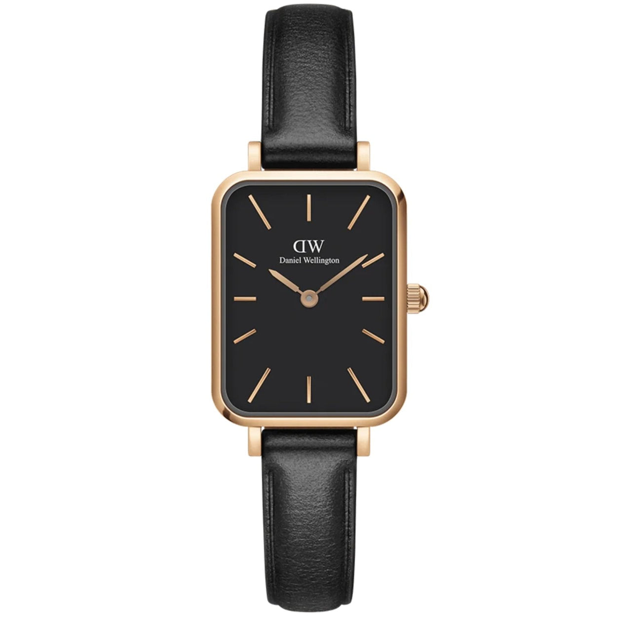 Daniel Wellington Quadro Pressed DW00100435 analog damklocka med svart urtavla och armband i läder