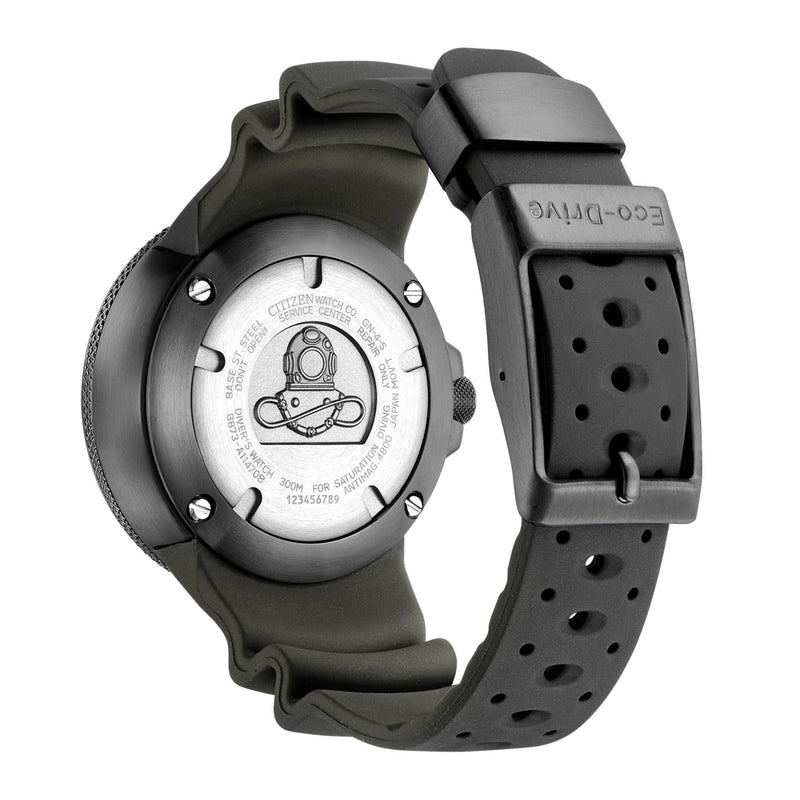 Citizen Promaster Professional Diver 300 BJ8055-04X analog herrklocka med grön urtavla och armband i rostfritt stål