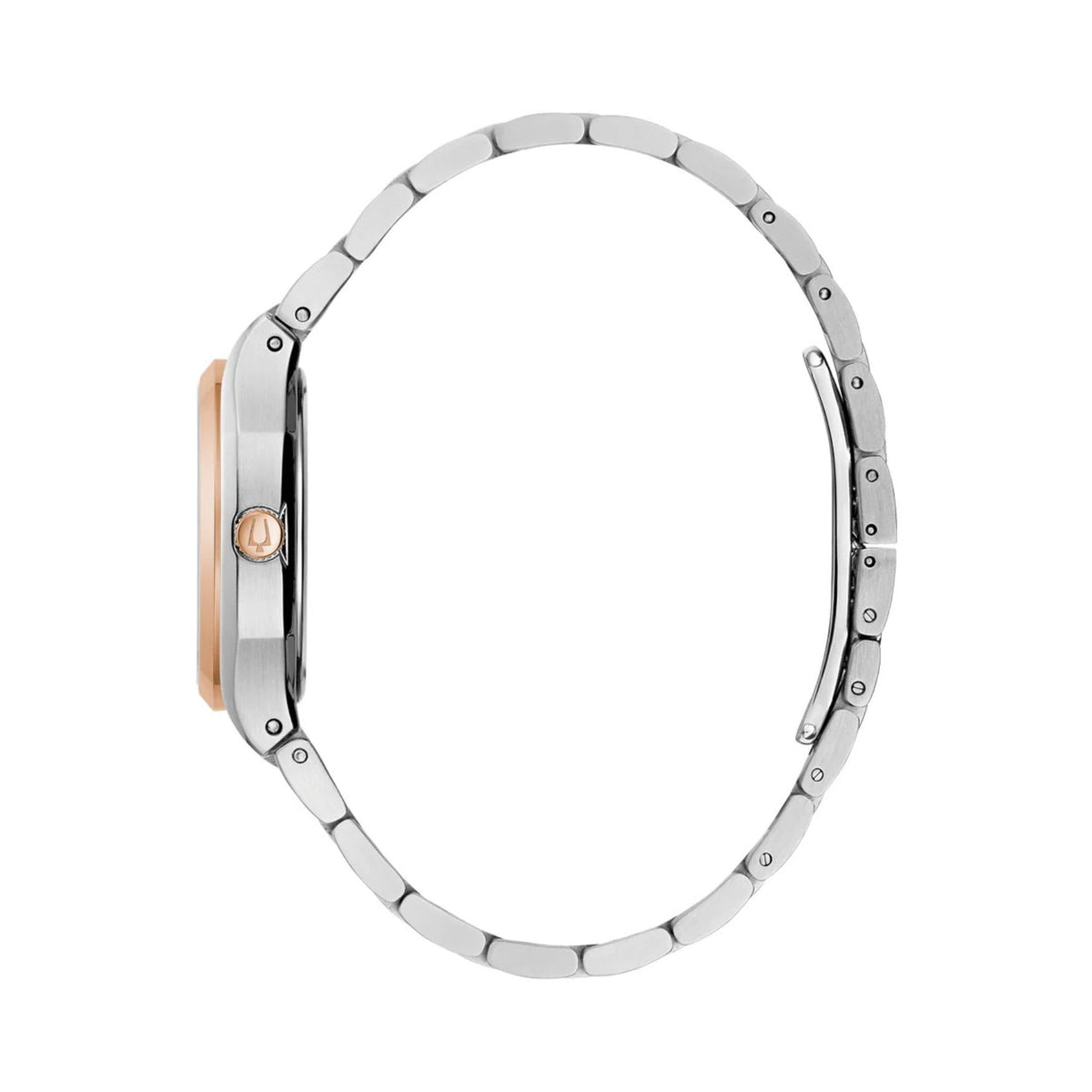 Bulova Classic Surveyor Diamond 98P221 analog damklocka med beige urtavla och armband i rostfritt stål