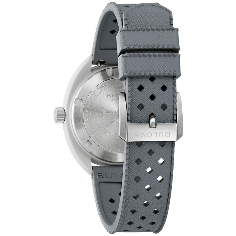 Bulova Snorkel 98B449 analog herrklocka med vit urtavla och armband i gummi