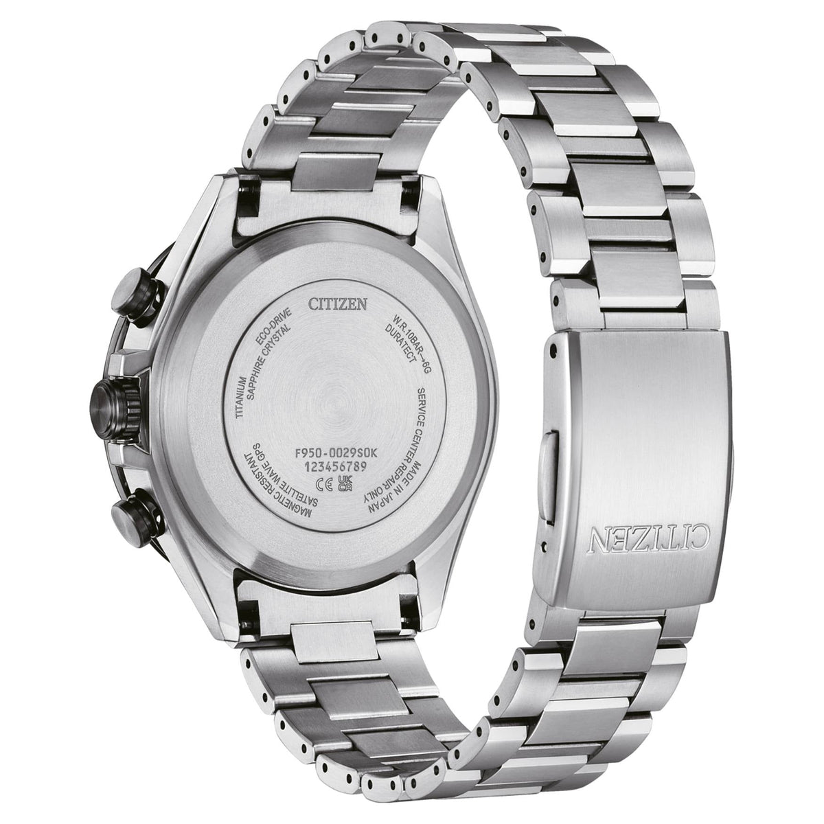 Citizen Satellite Wave GPS CC4075-50L analog herrklocka med blå urtavla och armband i titan