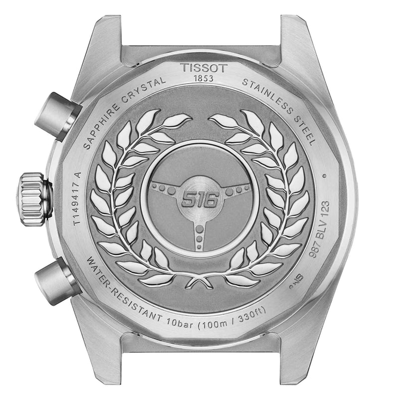 Tissot PR516 Kronograf T149.417.11.041.00 analog herrklocka med blå urtavla och armband i rostfritt stål