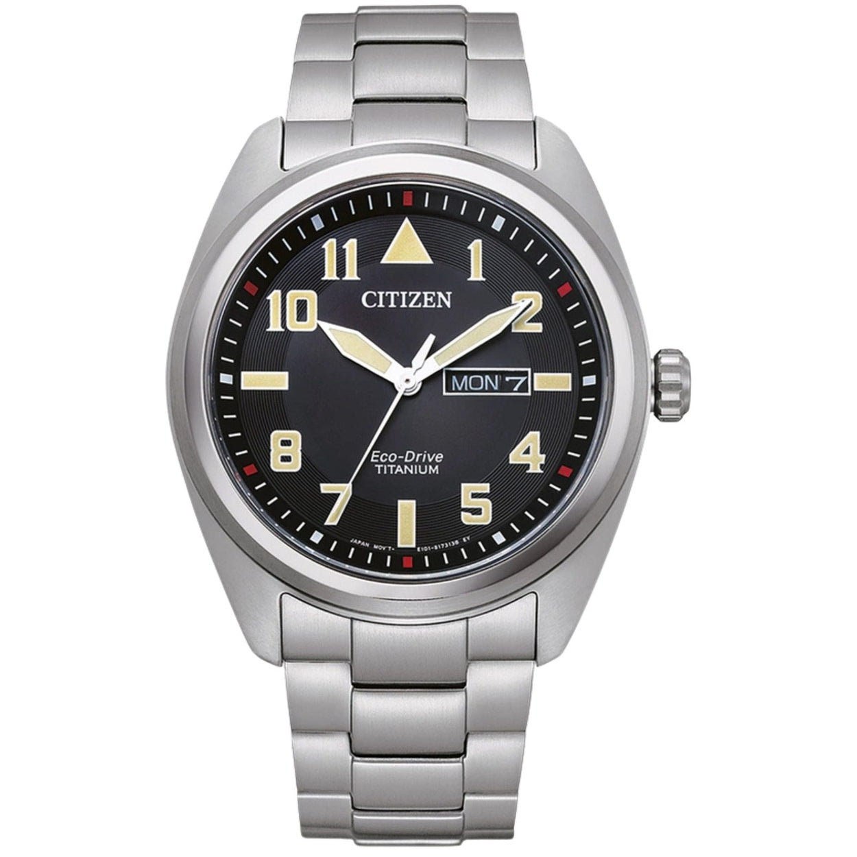 Citizen Eco-Drive Titanium BM8560-88E analog herrklocka med svart urtavla och armband i titan