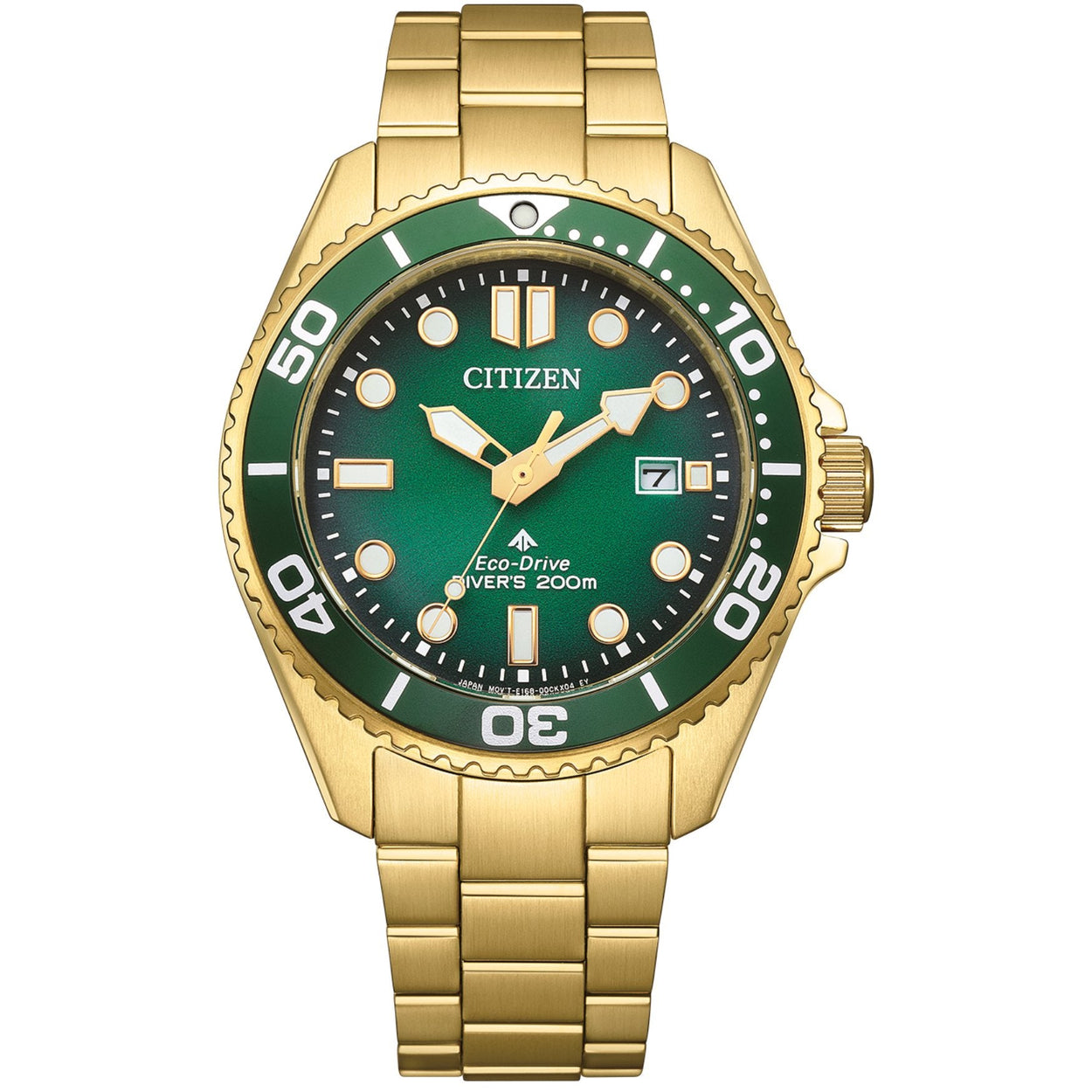 Citizen Promaster Eco-Drive Diver 200M BN0262-59W analog herrklocka med grön urtavla och armband i rostfritt stål