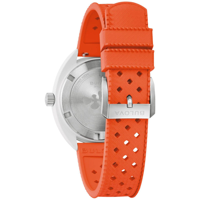 Bulova Snorkel 98B448 analog herrklocka med vit urtavla och armband i gummi