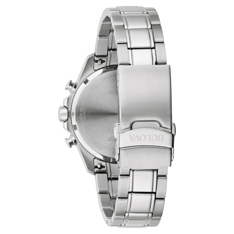 Bulova Marine Star 96B466 analog herrklocka med blå urtavla och armband i rostfritt stål