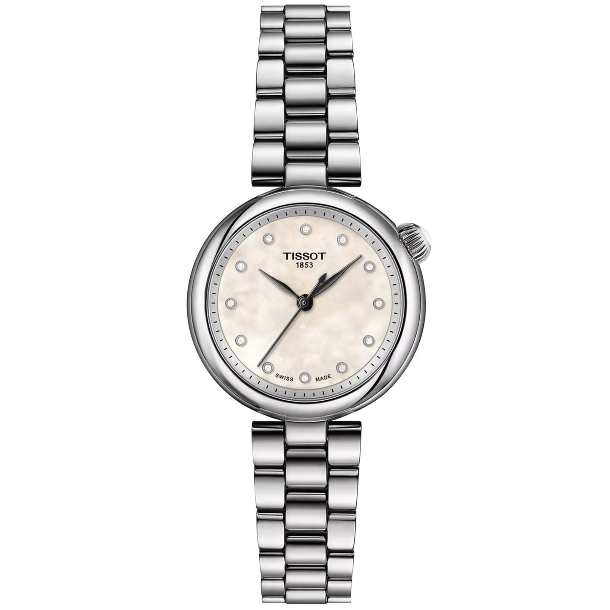 Tissot Desir Diamonds T152.010.11.116.00 analog damklocka med vit urtavla och armband i rostfritt stål