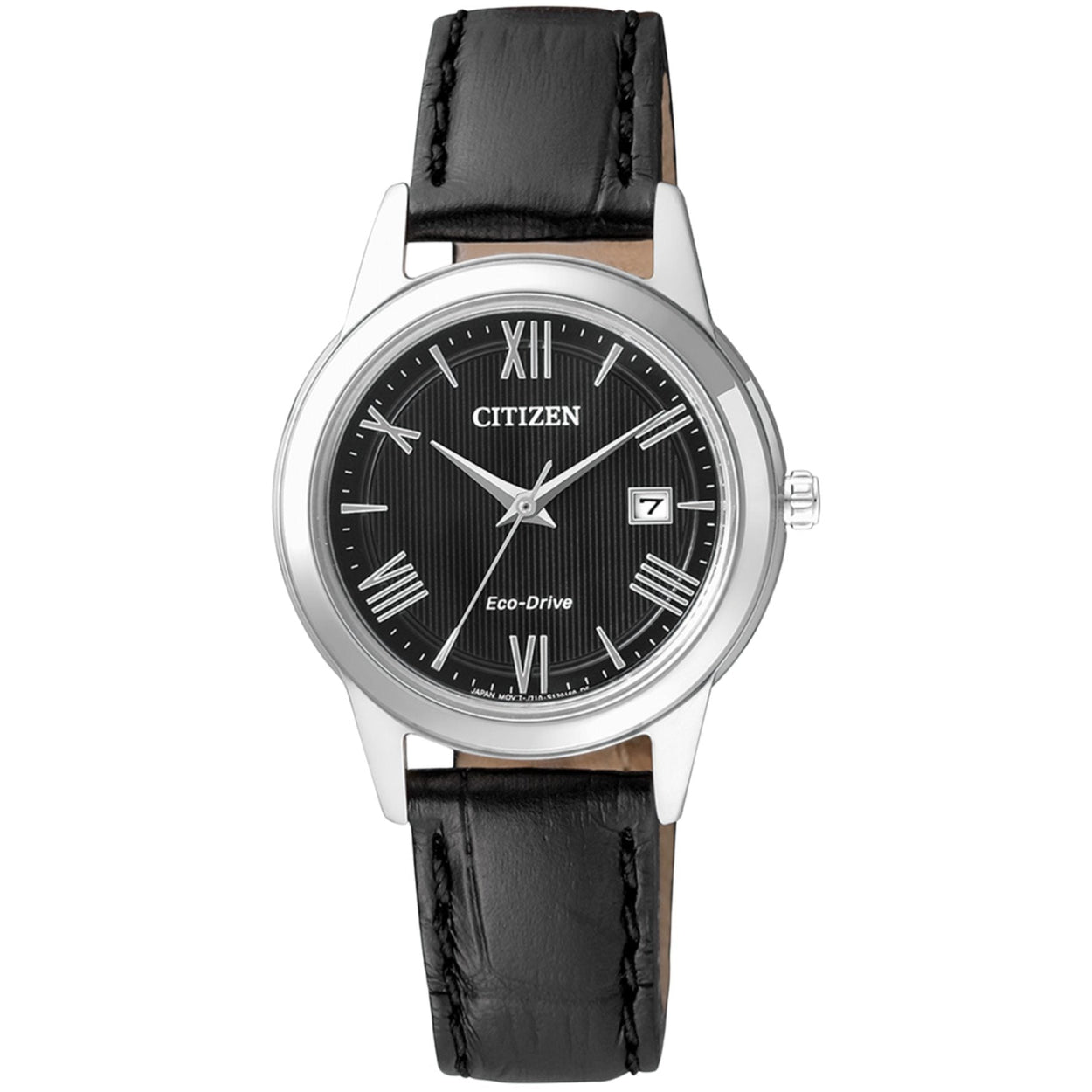 Citizen Eco-Drive FE1081-08E analog damklocka med svart urtavla och armband i läder
