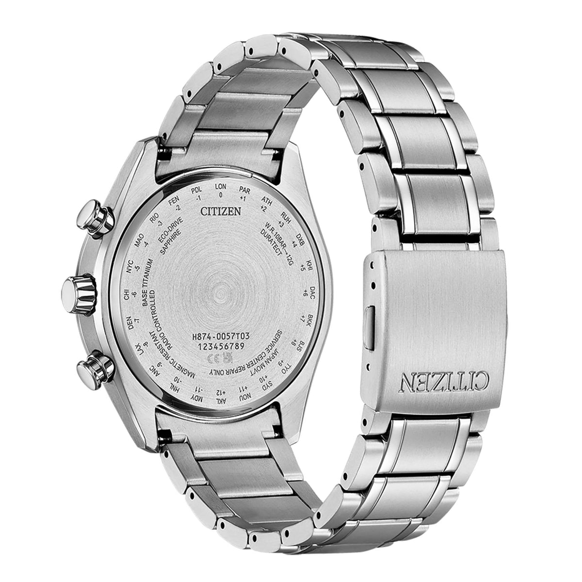 Citizen Tsuki-yomi BY1010-81H analog herrklocka med grå urtavla och armband i titan