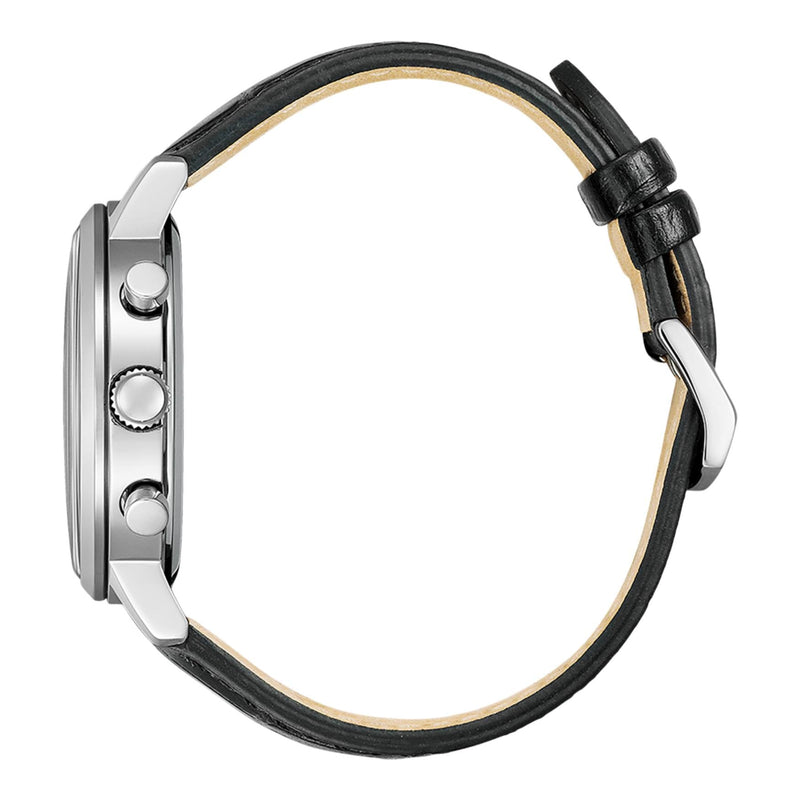 Citizen Kronograf Eco-Drive CA7069-24X analog herrklocka med grön urtavla och armband i läder