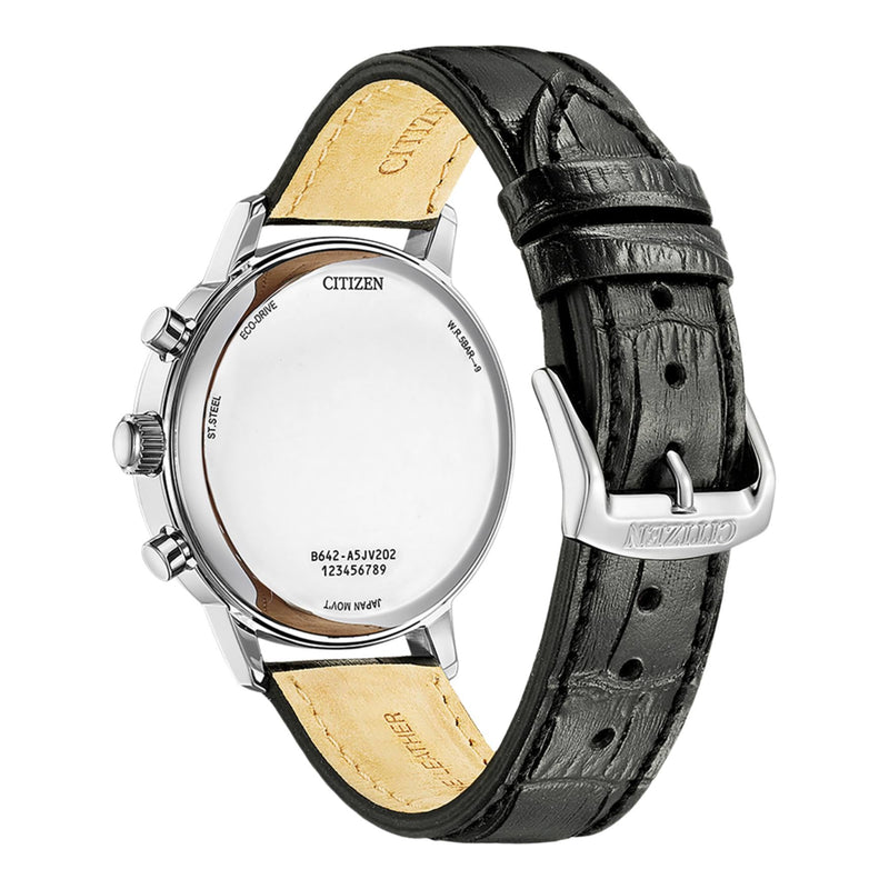 Citizen Kronograf Eco-Drive CA7069-24X analog herrklocka med grön urtavla och armband i läder