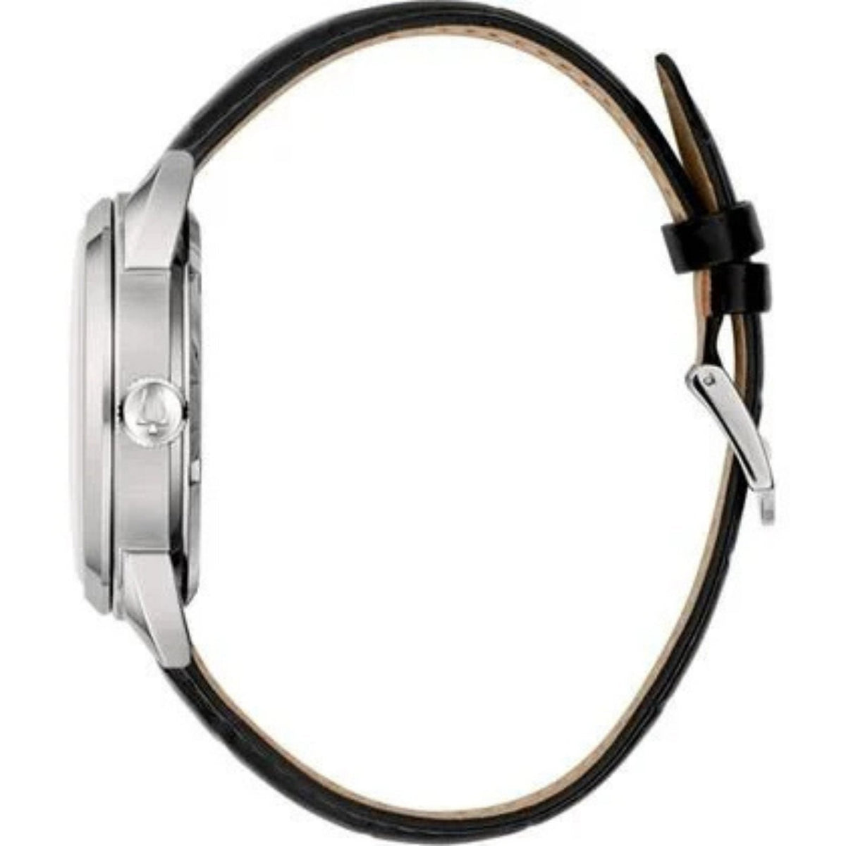 Bulova Sutton 96B422 analog herrklocka med svart urtavla och armband i läder