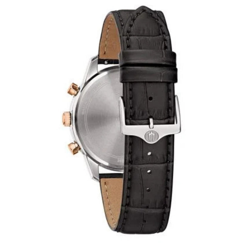 Bulova Sutton 98B409 analog herrklocka med grå urtavla och armband i läder