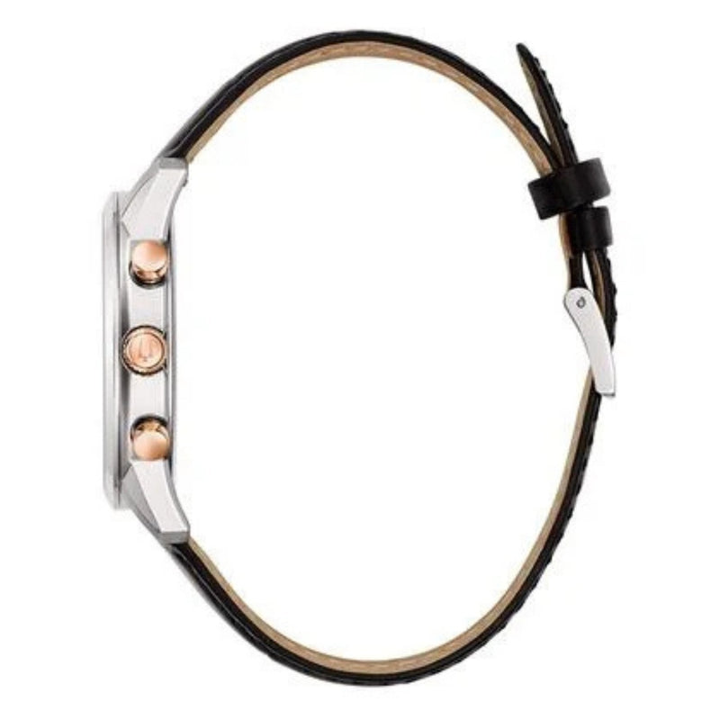 Bulova Sutton 98B409 analog herrklocka med grå urtavla och armband i läder