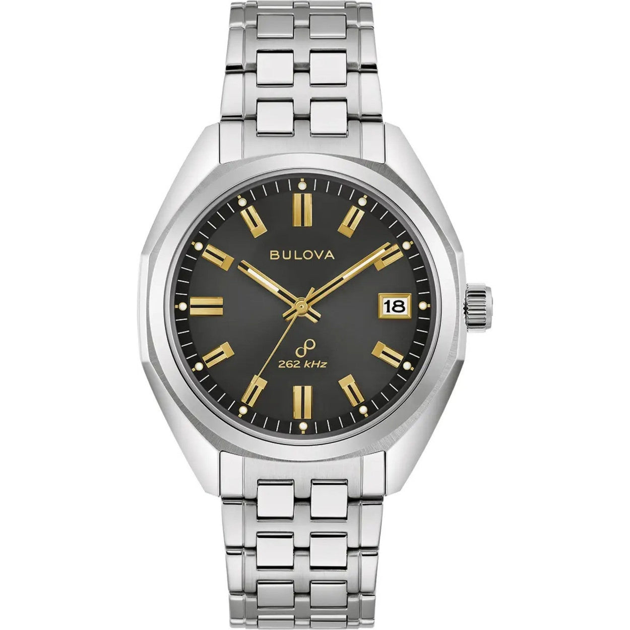 Bulova Jet Star 96B415 analog herrklocka med grå urtavla och armband i rostfritt stål