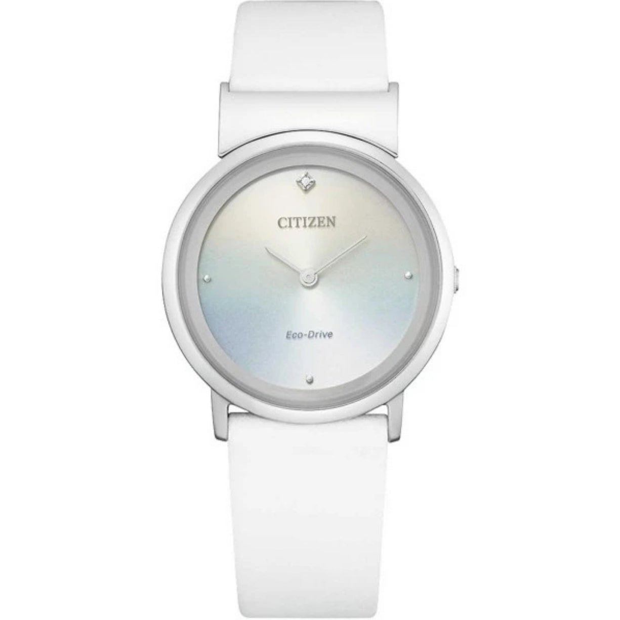 Citizen Eco-Drive Elegance Damklocka EG7070-14A analog damklocka med silver urtavla och armband i läder