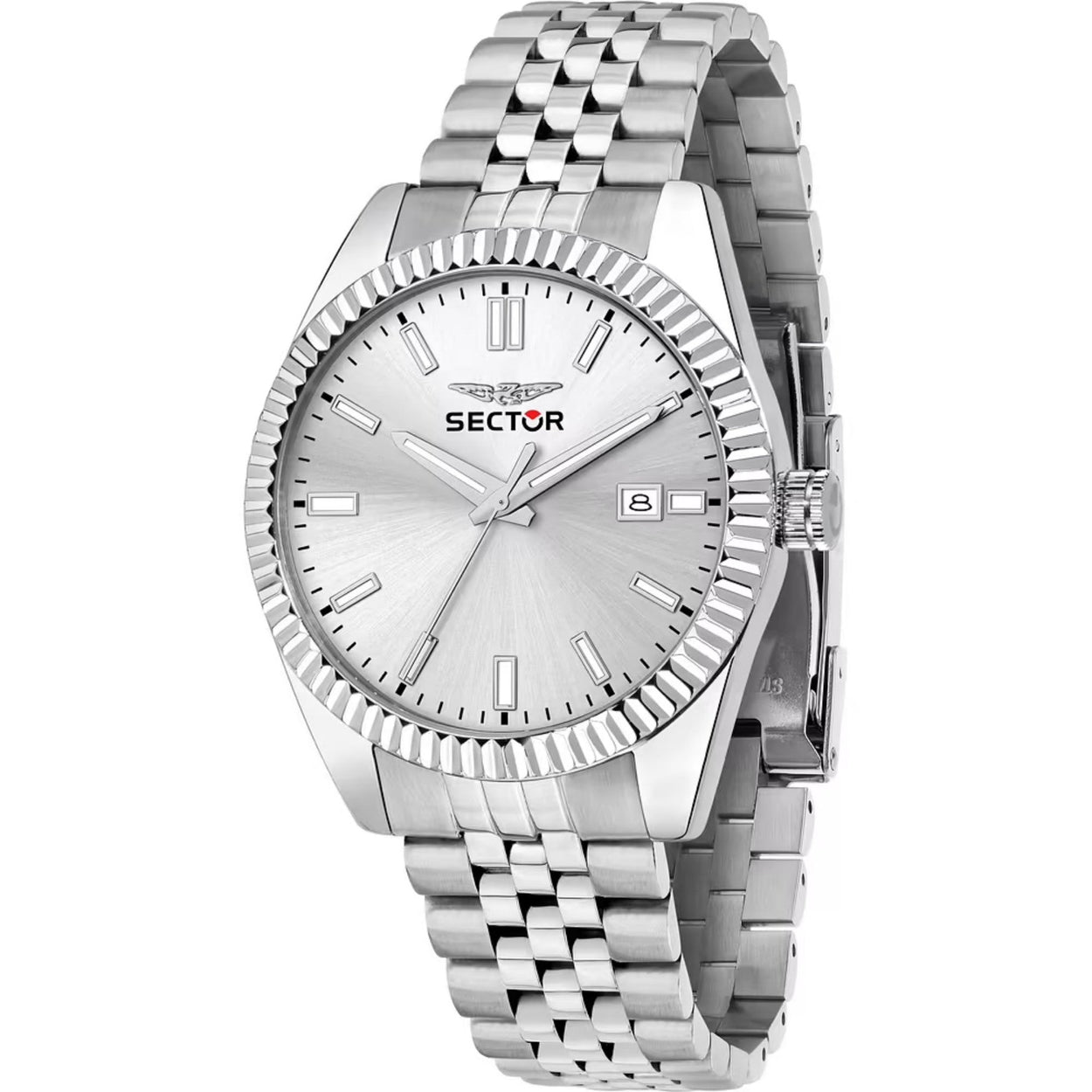 Sector 240 R3253240014 analog herrklocka med silver urtavla och armband i rostfritt stål