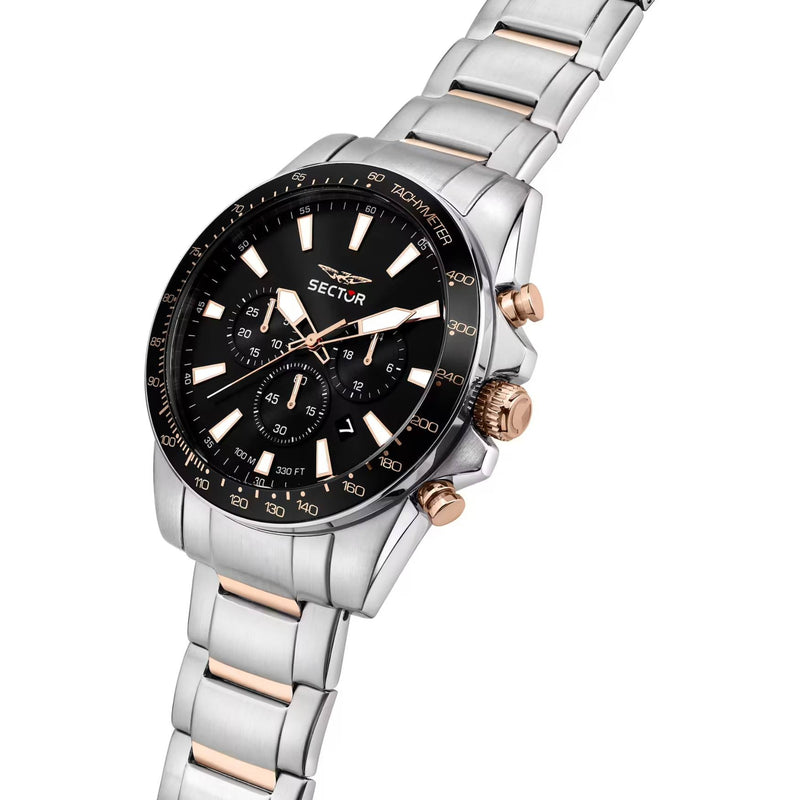Sector 450 R3273776007 analog herrklocka med svart urtavla och armband i rostfritt stål