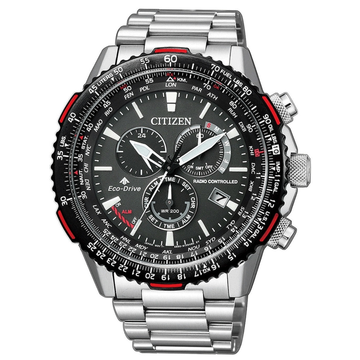 Citizen Promaster CB5001-57E analog herrklocka med svart urtavla och armband i rostfritt stål