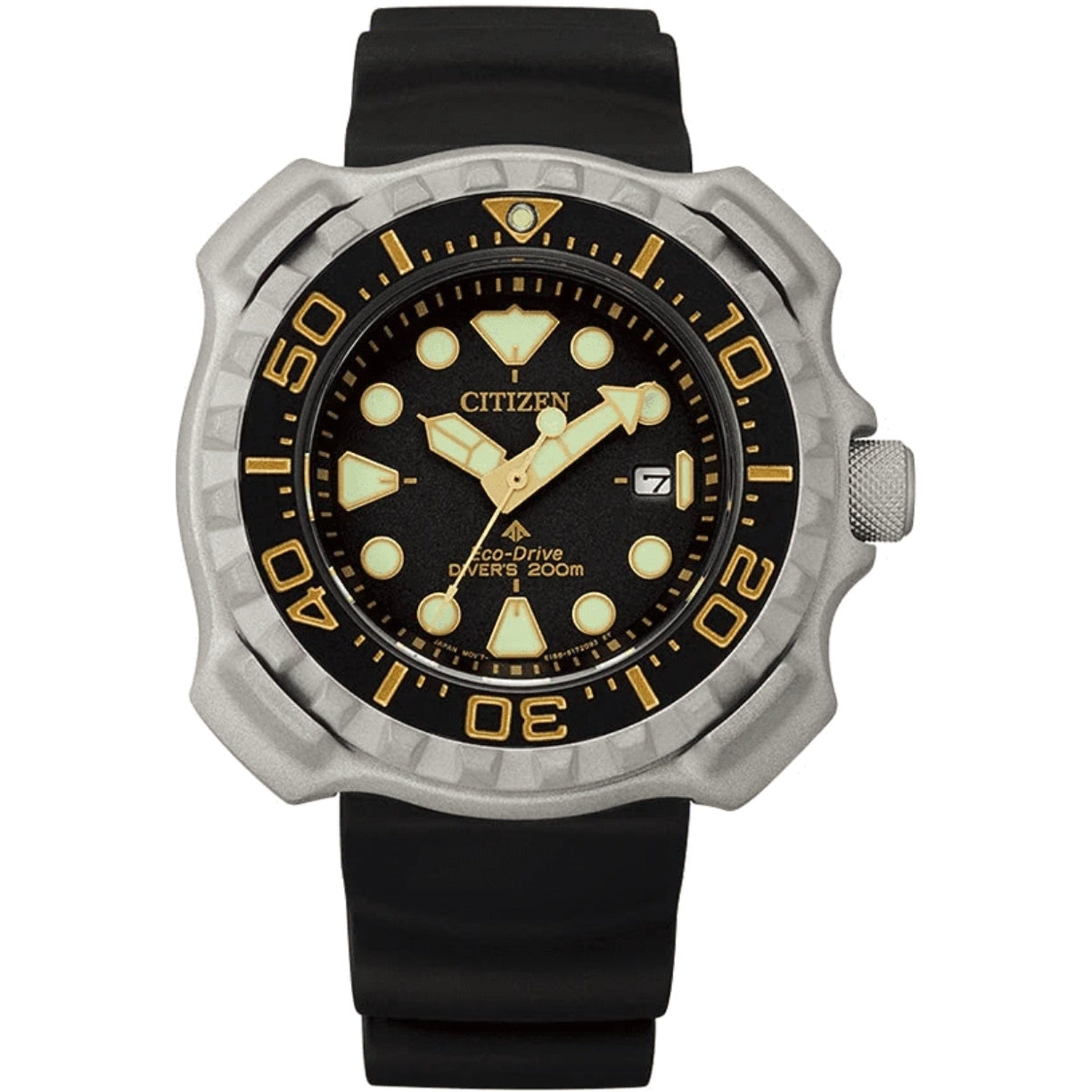 Citizen Eco-drive Promaster Titanium BN0220-16E analog herrklocka med svart urtavla och armband i gummi