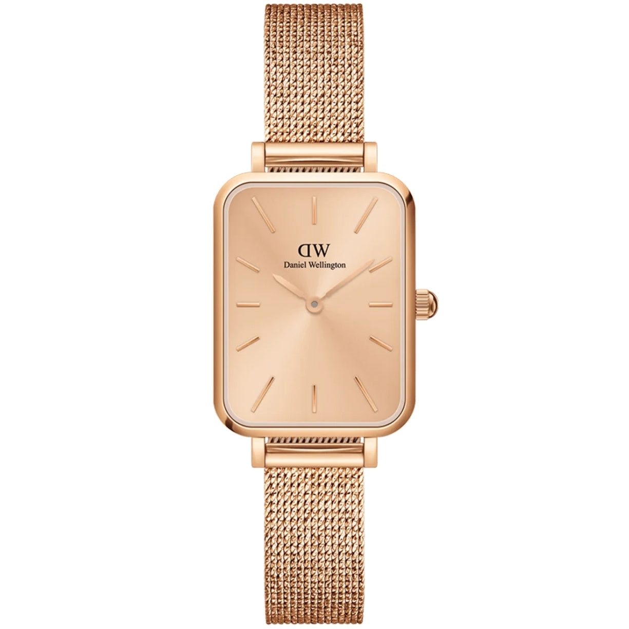Daniel Wellington Quadro Pressed Unitone analog damklocka med roséguld urtavla och armband i rostfritt stål