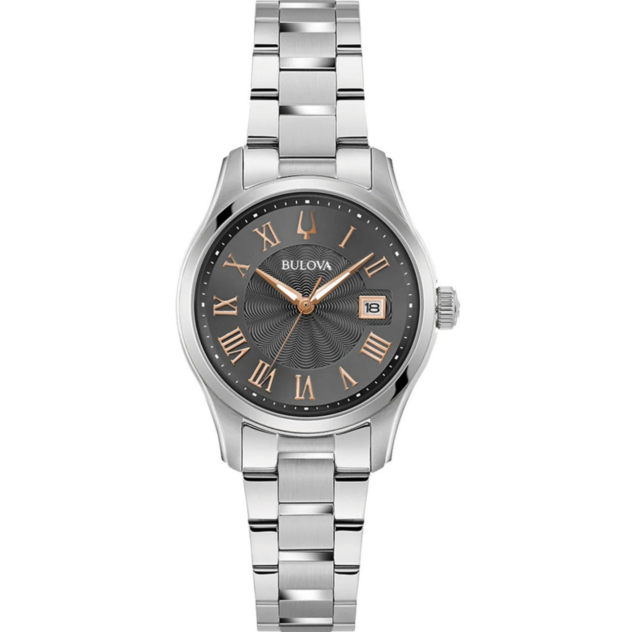 Bulova Classic Wilton 96M164 analog unisexklocka med grå urtavla och armband i rostfritt stål