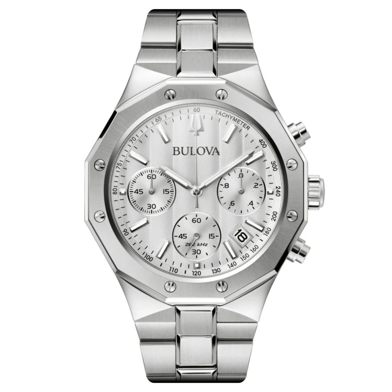 Bulova Classic 96B408 analog herrklocka med silver urtavla och armband i rostfritt stål