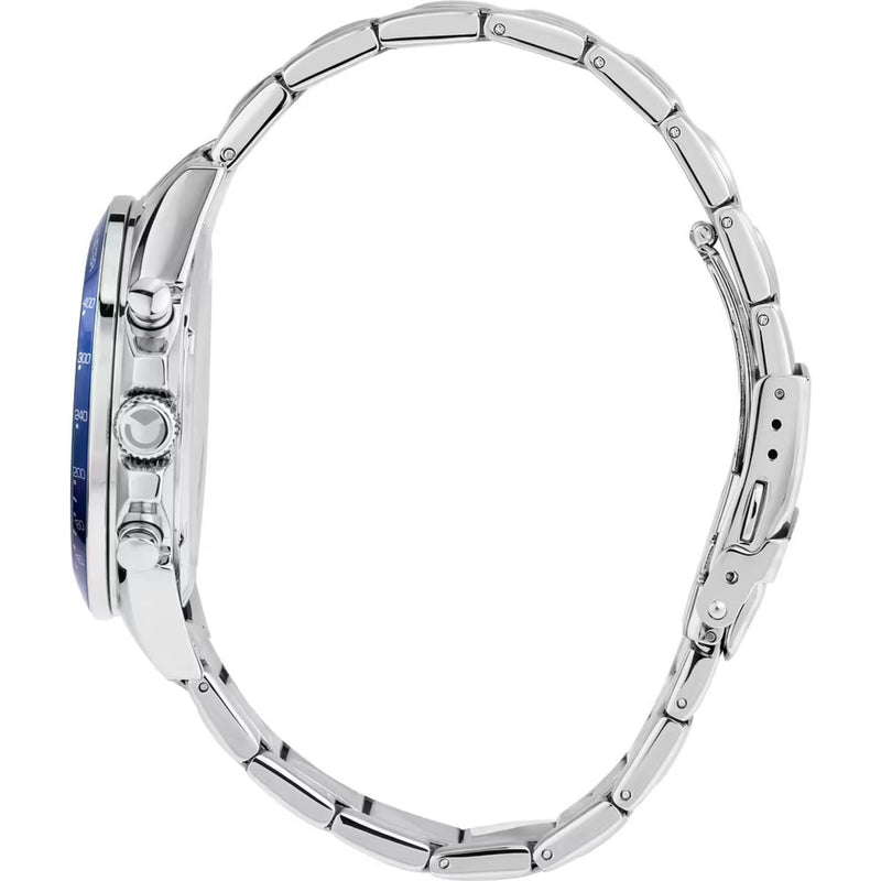 Sector 450 Kronograf R3273776009 analog herrklocka med blå urtavla och armband i rostfritt stål
