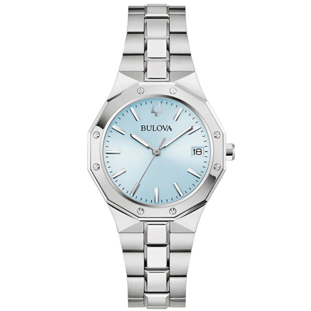 Bulova Classic 96M169 analog damklocka med blå urtavla och armband i rostfritt stål