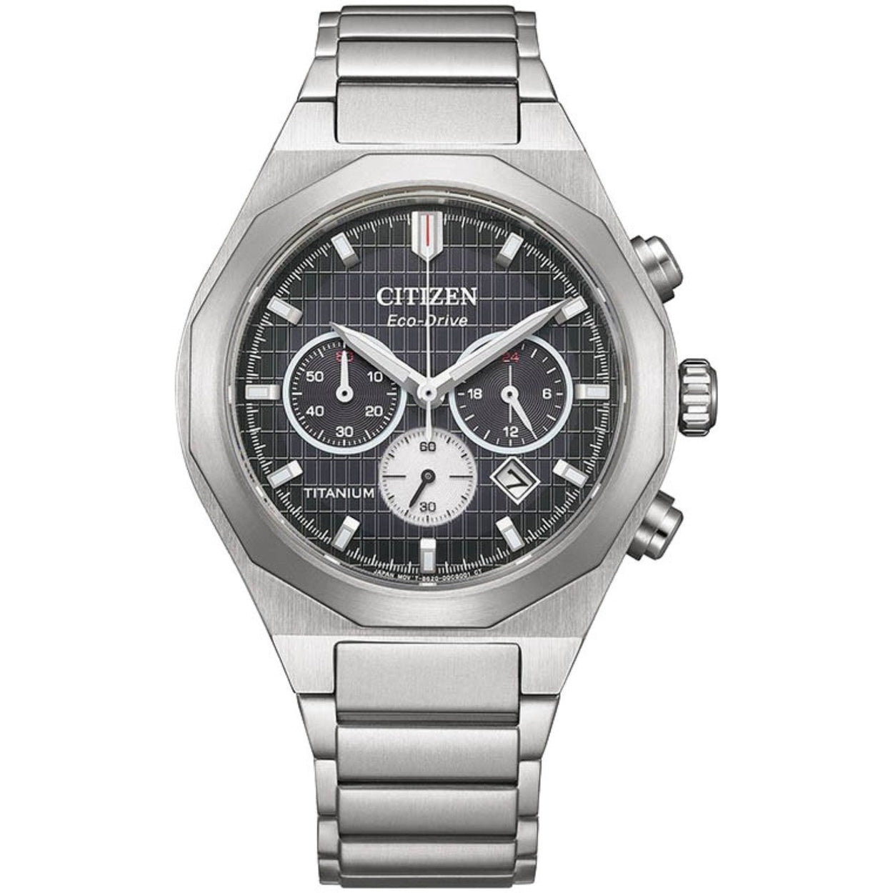Citizen Zenshin Senkei Super Titanium CA4690-51E analog herrklocka med svart urtavla och armband i titan