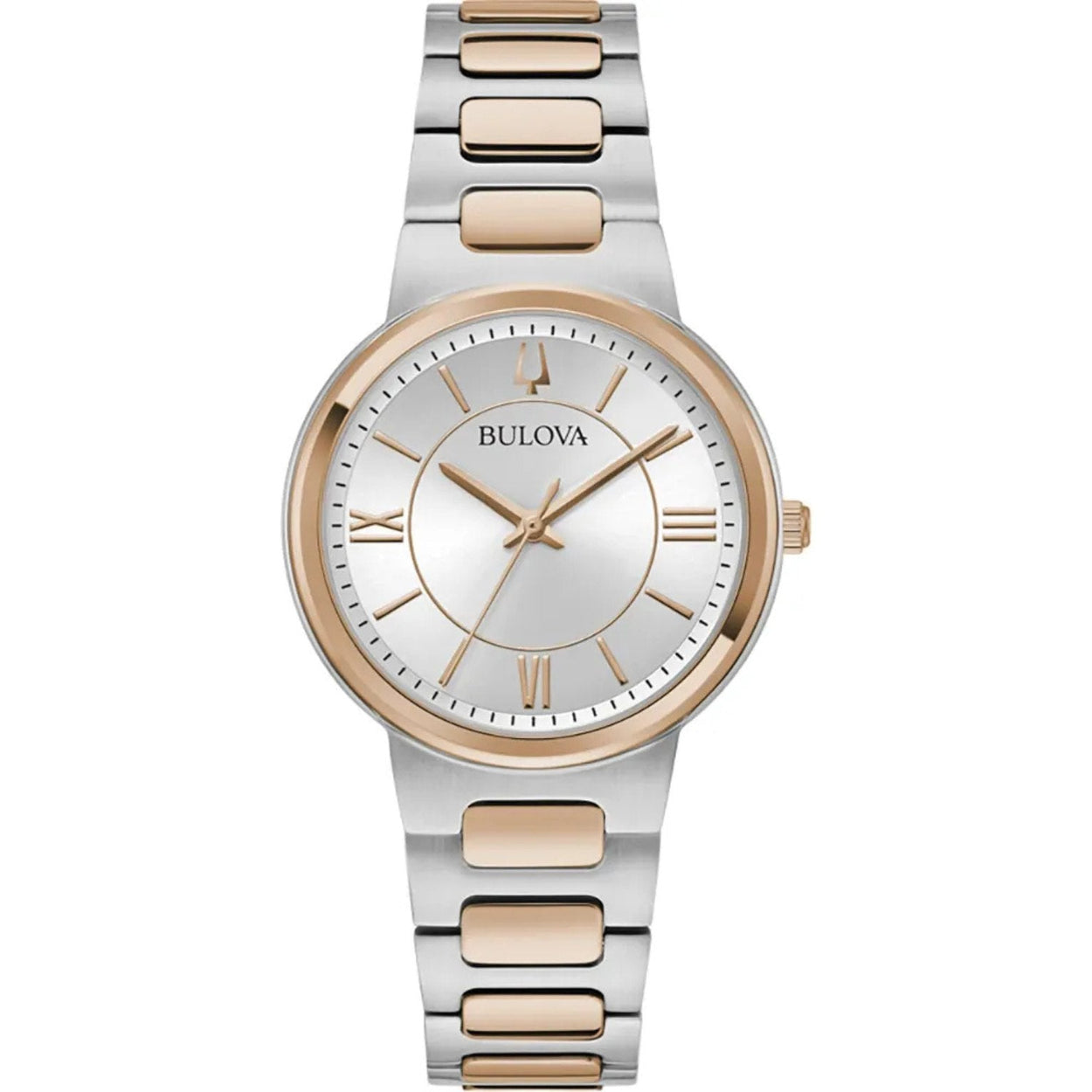 Bulova Classic 98L327 analog damklocka med flerfärgad urtavla och armband i rostfritt stål