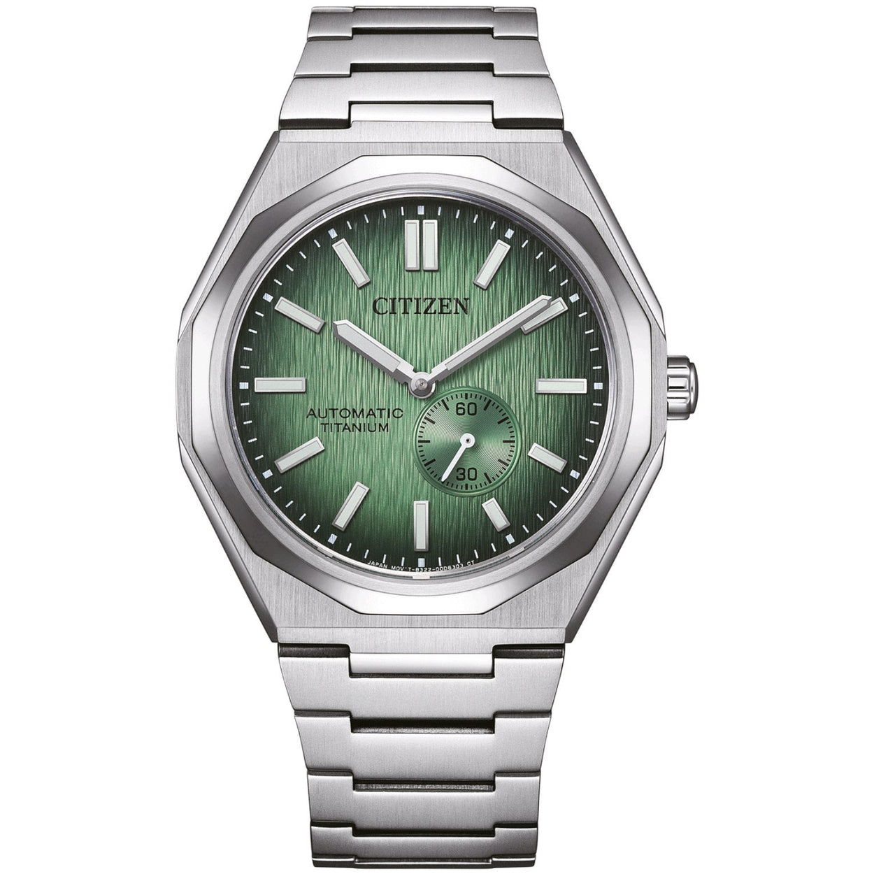 Citizen Zenshin 60 Super Titanium NK5020-58X analog herrklocka med grön urtavla och armband i titan