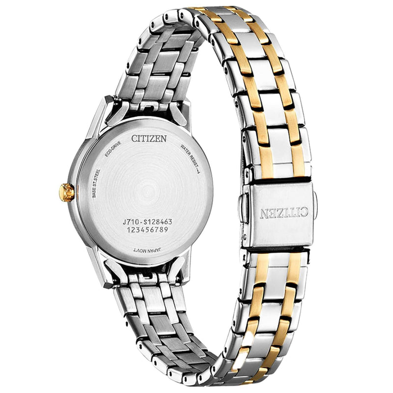 Citizen Eco-Drive Classic FE1246-85A analog damklocka med vit urtavla och armband i rostfritt stål