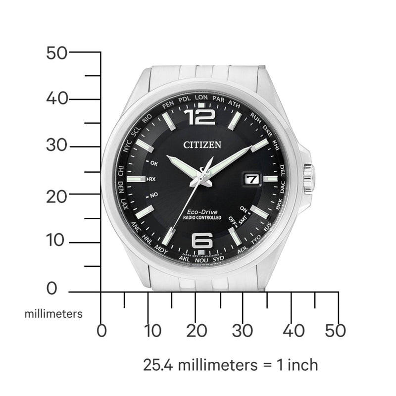 Citizen Eco-Drive CB0010-88E analog herrklocka med svart urtavla och armband i rostfritt stål