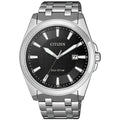 Citizen Eco-Drive BM7108-81E analog herrklocka med svart urtavla och armband i rostfritt stål